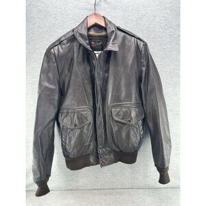 REED SPORTSWEAR Vintage Lined Brown Bomber Leather Lady Luck Logo on Back Jacket